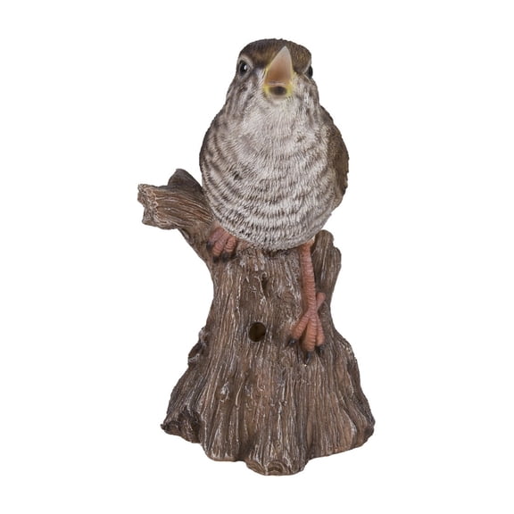 Hi-Line Gifts 5.25" Motion Activated Singing Troglodyte Standing on Stump Outdoor Garden Statue