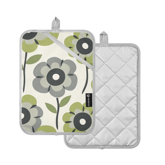 Yayeee Pot Holders Kitchen Heat Resistant with Pocket 7"x9.8" Cotton Oven Cooking Hot Pads, Retro Flower