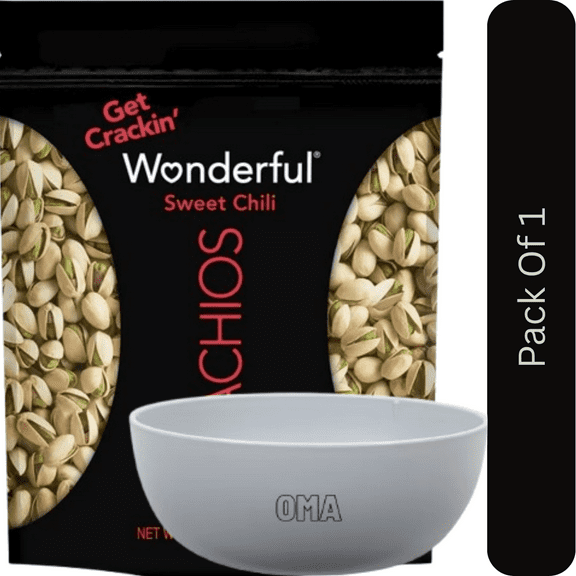 Wonderful Pistachios Sweet Chili, Bold Flavored Snack Nuts, 40 oz. With White Bowl By OMA