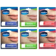 Vaseline Lip Therapy Stick with Petroleum Jelly Gift Set Includes Original, Rosy Lips, and Aloe - 6 Pack