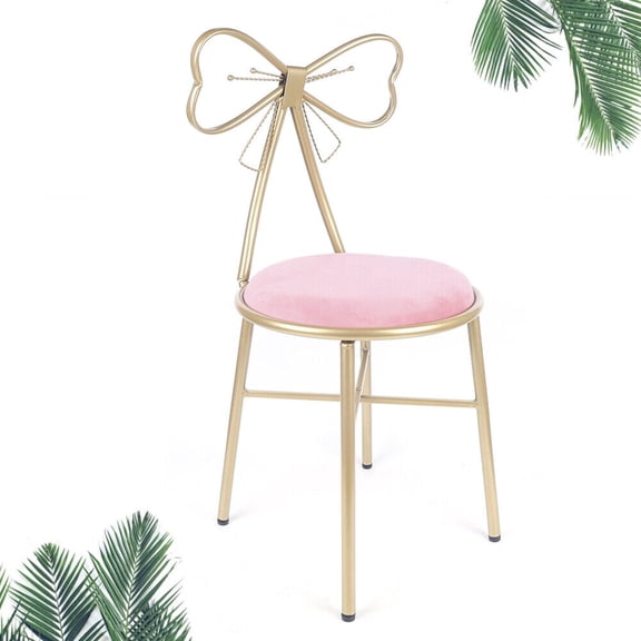 Elegant Butterfly Backrest Chair - Durable Iron Vanity Stool with Plush Cushion for Home Decor, Load Capacity 165.35 lbs