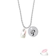 thumbnail image 2 of Delight Jewelry Resin White Big Ear Bunny Silvertone Script Initial Disc - P - Charm Necklace, 20"+3", 2 of 4