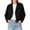 Black, variant on Women’s Cropped Wool Blend Coat Lapel Collar Double Breasted Button Jacket, Loose Casual Pea Coat Outerwear with Pockets