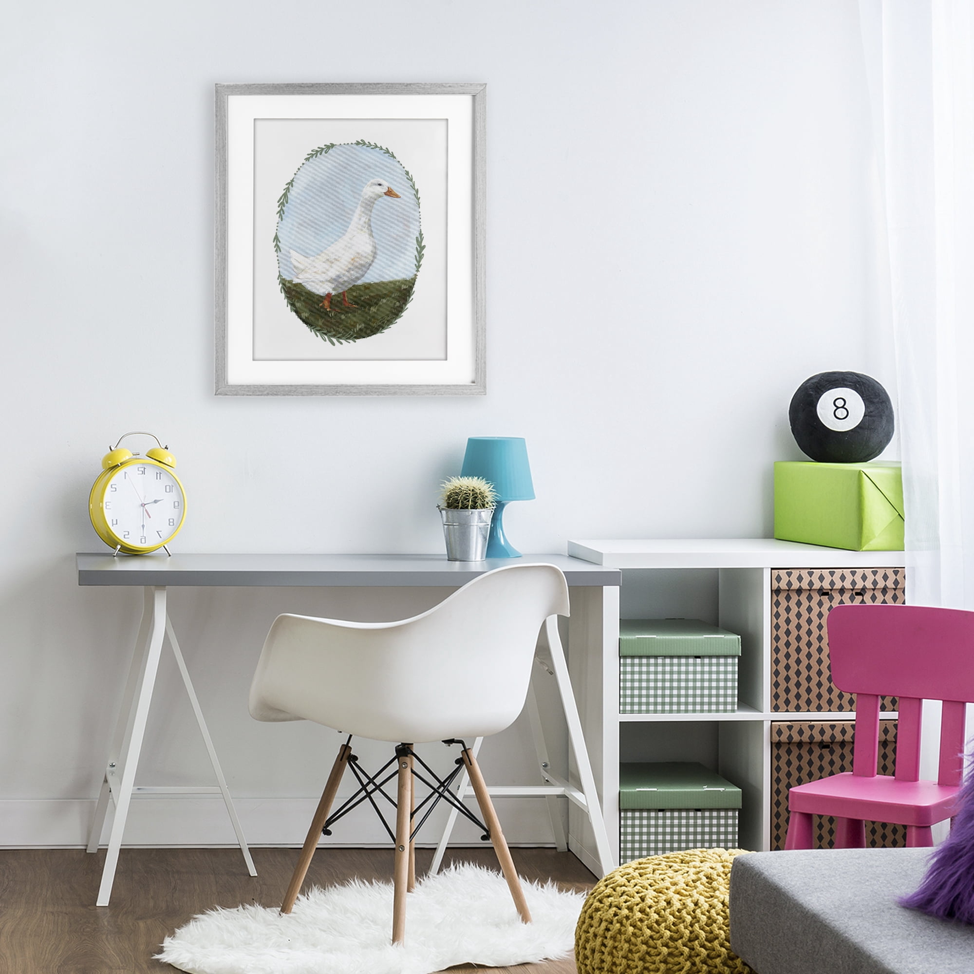 Stupell Industries Gentle Duck in Meadow Gray Framed Print Under Glass, design by Sara Baker