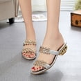 thumbnail image 2 of Clearance VerPetridure Women's Sandals Summer Casual Rhinestones Sequins Chunky Heel Sandals, 2 of 9