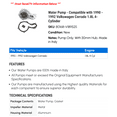 thumbnail image 2 of Water Pump - Compatible with 1990 - 1992 Volkswagen Corrado 1.8L 4-Cylinder 1991, 2 of 2