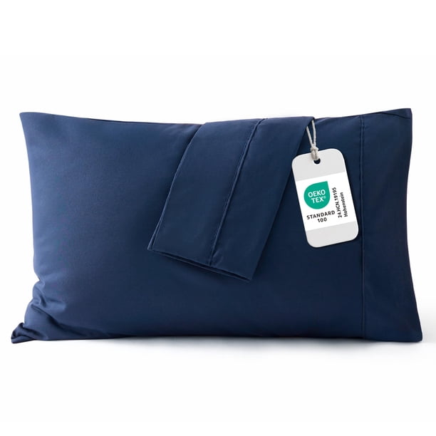 Juego de fundas de almohada Bedsure Queen de microfibra azul marino, x2