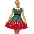 thumbnail image 2 of Robe de Noël pour Femmes Imprimé Rouge Vert Robes de Vacances pour Noël, 2 of 5