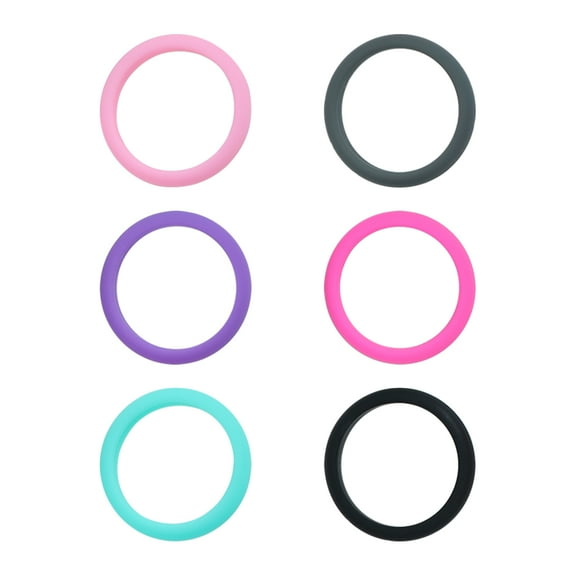 HEATSHAKING 6Pcs Durable Silicone Wedding Bands for Men and Women Gym Size 3 to 9
