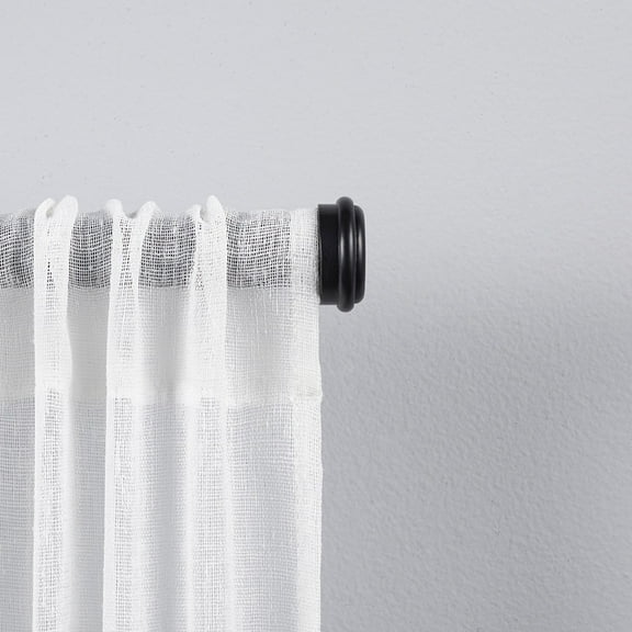 EXCLUSIVE HOME Topper 1" Curtain Rod and Coordinating Finial Set, Matte Black, Adjustable 36"-72"