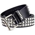 thumbnail image 2 of Cinturón con tachuelas negras Cinturón con remaches Punk Rock Cinturón con hilos con ojales con pirámide de metal brillante para mujeres y hombres, 2 of 5
