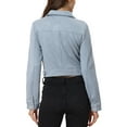thumbnail image 3 of INSPIRE CHIC Women's Turn Down Collar Faux Suede Cropped Moto Jacket XL Grey Blue, 3 of 6