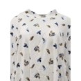 thumbnail image 2 of Womens Blue Birds Print White Long Sleeve Mock Turtleneck Shirt Top 2X, 2 of 2