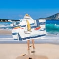 thumbnail image 2 of Yayeee Kids Hooded Towels Toddler Soft Absorbent Beach Bathing Wrap 50" x 23.5", Dark Blue Hand Drawn Sailboats, 2 of 5