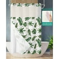 thumbnail image 2 of No Hook Shower Curtain with Snap in Liner, Summer Green Tropical Plant Palm Leaves Hotel Shower Curtains for Bathroom, Washable Shower Curtain Liner Set with Mesh Top Window, 36"x78", 2 of 6