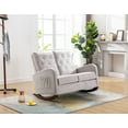 thumbnail image 2 of 46 Inch Upholstered Rocking Sofa, Modern Button Tufted Rocking Sofa with Side Pocket Accent Loveseat Sofa with Wood Legs and Tall Back Glider Rocker Rocking Armchair for Living Room, Light Grey, 2 of 7
