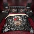 thumbnail image 1 of Gothic Sugar Skull Bed Cover, Duvet or Comforter, Goth Bedding Set, Bedroom, 1 of 7
