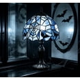 thumbnail image 5 of Gothic Web Stained Glass Table Lamp – 11.8 Inch Black Green Resin Base Halloween Lamp – Plug In Lighting for Living Room, Study, and Side Desk, 5 of 6