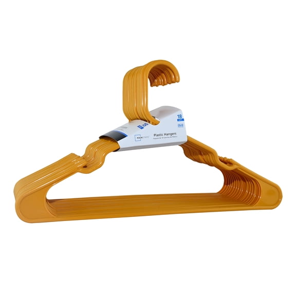 Mainstays Collegiate Clothing Hangers for Everyday Use, Mustard Dijon, 18 Count