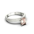 thumbnail image 2 of Art deco 2.00 Carat Emerald Cut Morganite And Diamond Moissanite Engagement Ring Set, Wedding Ring in 925 Sterling Silver With 18k White Gold Plating Feminine Gift, Promise Ring, Anniversary Gift, 2 of 3