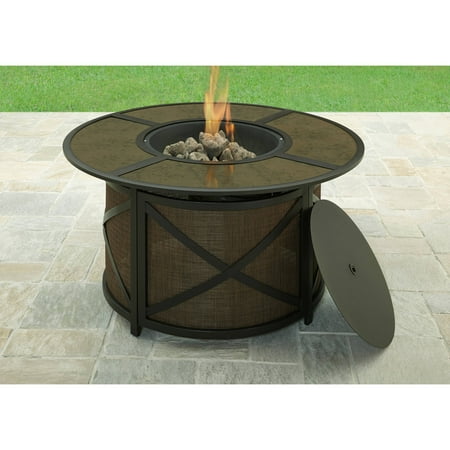 Hanover Orleans 4 Piece Woven Lounge, Courtyard Creations Fire Pit