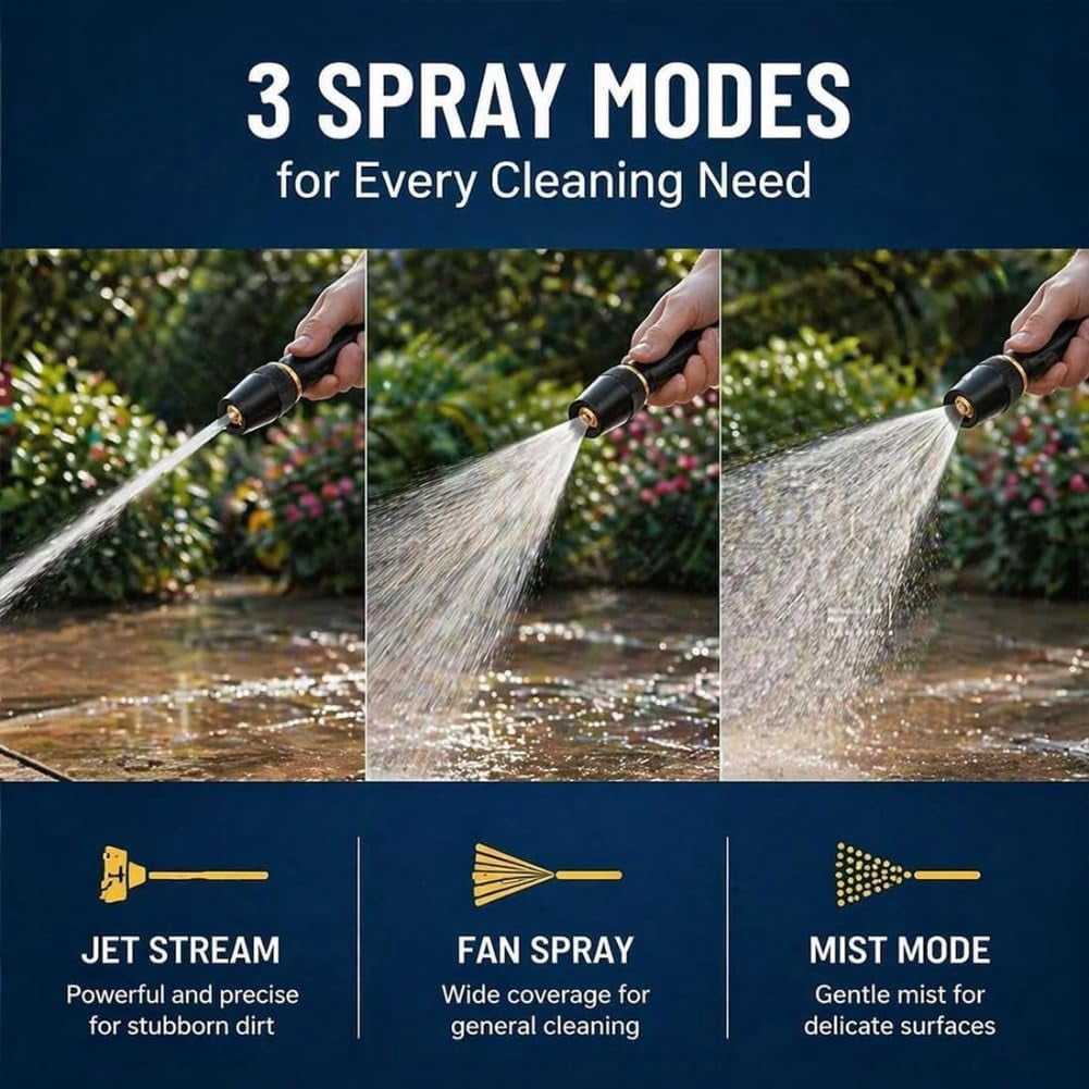 2027 Upgraded High Pressure Water Gun, Home High Pressure Car Wash Water Gun with Adjustable Spray Patterns for Car Washing, Watering Plants & Vegetables, Garden Hose Use