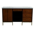 thumbnail image 6 of 61 in. Double Wooden Vanity Walnut Black White Quartz Rectangle Sink, 6 of 18