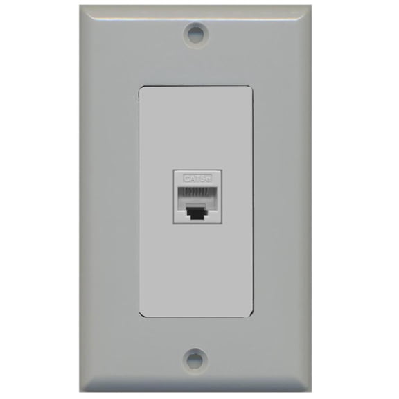 RiteAV - Cat5e Ethernet Wall Plate Decorative - 1 Port - Gray