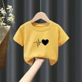 thumbnail image 2 of JIAYUE Girls Shirts Cute Heart Print Short Sleeve Casual Loose Fit Round Neck For Toddlers Kids Summer Everyday Wear Relaxed Fit Children Tops, 2 of 3