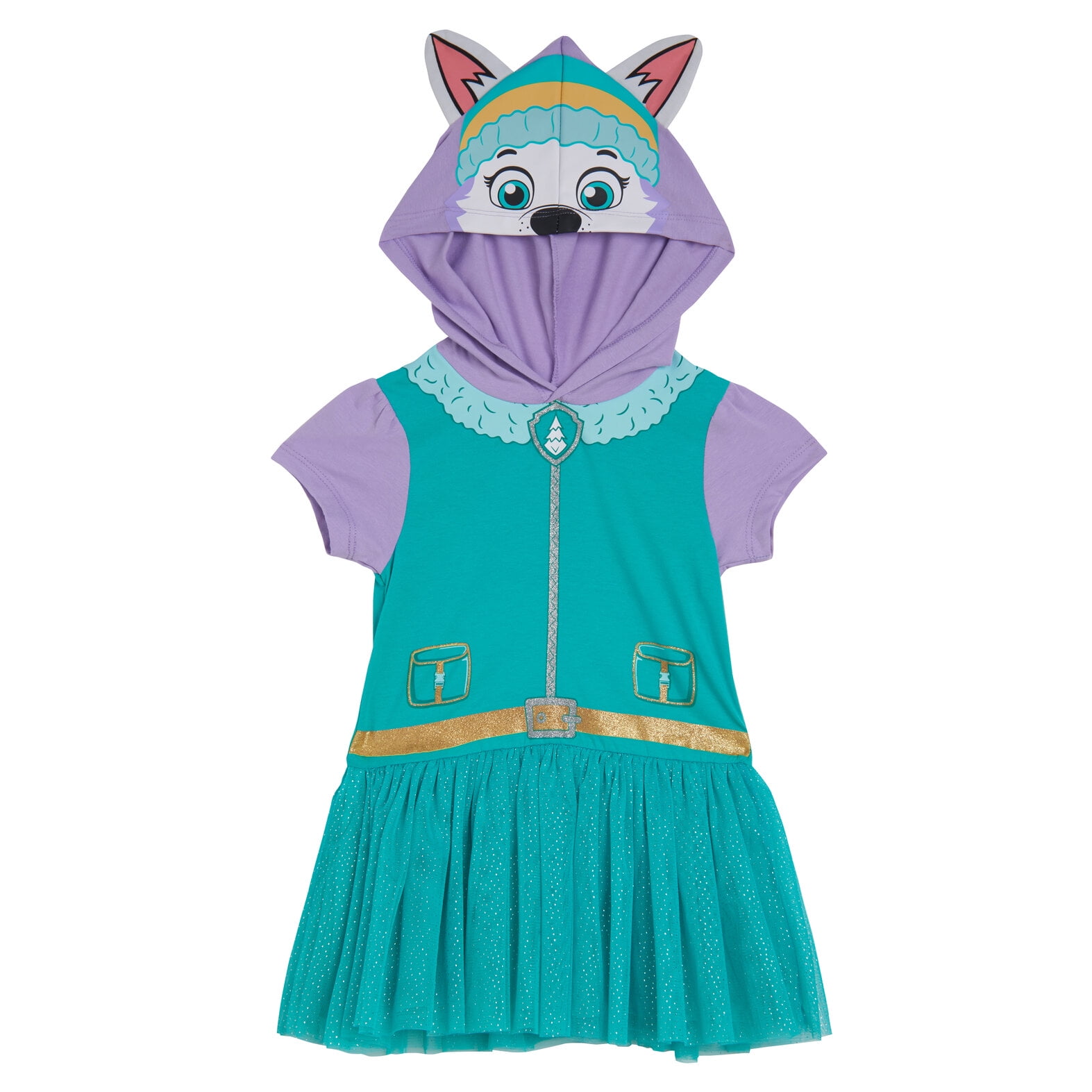Paw Patrol Everest Hooded Cosplay T-Shirt Dress and Leggings Outfit Set Tie Dye Toddler to Little Kid