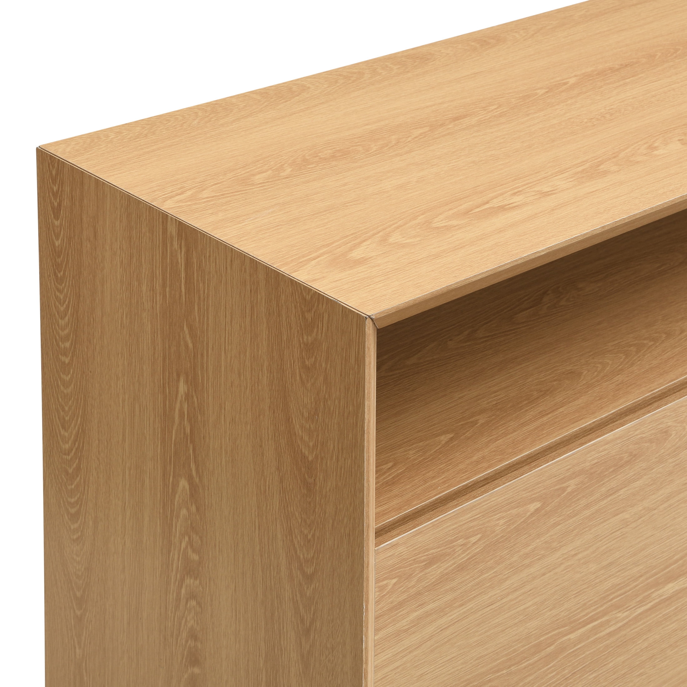 Christopher Knight Home Modern Sideboard Cabinet with 4 Doors, Open Shelf and Storage, Light Oak
