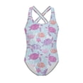 thumbnail image 4 of Uorisanigo Purple Sea Turtle One Piece Bathing Suits for Girls Cross Shoulder Strap Outdoor Beach Swimsuit Quick Dry Pool Party Swimwear, Size 13-14, 4 of 7