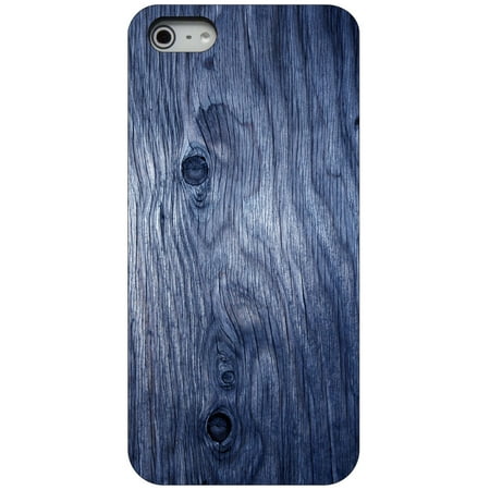 Iphone 5 Wood Grain CUSTOM Black Hard Plastic Snap-On Case for Apple iPhone 5 / 5S / SE - Dark Blue Weathered Wood Grain ()