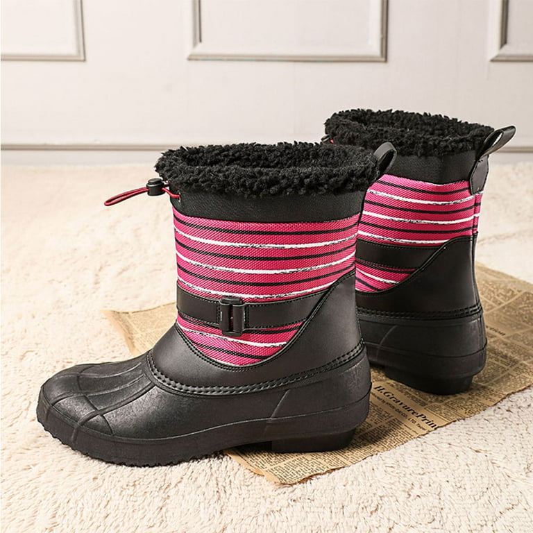 Lopsie Women Snow Boots Winter Shoes Waterproof Mid Calf Warm Outdoor Duck  Boots Women's Hunting Shoes Black Big Size 