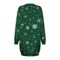 thumbnail image 4 of FYEGRE Women's Hoodless Print Sweater Dress Long Sleeve Crewneck Casual Loungewear Tunic Pullover For Fall Winter Holiday Season Party Outfit Comfortable Soft Warm Fashion Apparel Dark Green M, 4 of 5