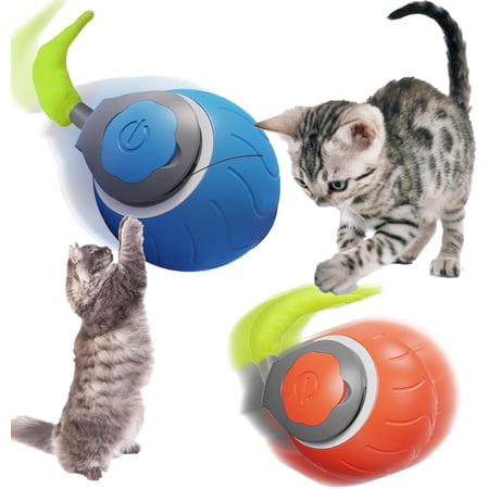 Speedy Tail 2.0, Speedy Tail Cat Toy, 2025 New King of Interactive Cat Toy Ball, Speedy Tail 2.0 Automatic Cat Toy, Relieve Anxiety, High-Speed Cat Ball Toy, Keep Your Cat Active (Blue+Orange)