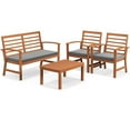 thumbnail image 2 of Costway 4 Piece Acacia Wood Outdoor Patio Bar Set, Natural/Grey, 2 of 9