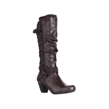 Womens Rialto Crystal Knee High Slouch Boots, Brown