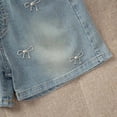 thumbnail image 6 of ITSAME Jean Shorts for Girls, Bow Embroidery Fashion Casual Elastic Waist Summer Outerwear Denim Shorts Light Blue 14T, 6 of 7
