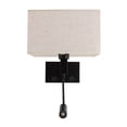 thumbnail image 1 of Lámpara De Pared Para Cabecera LED, Lámpara De Pared Para Cabecera De 110-220 V, Duradera, Ampliamente Utilizada, Pantalla De Lino, Galvanoplastia De Hierro Negro, Cableada Para, 1 of 7