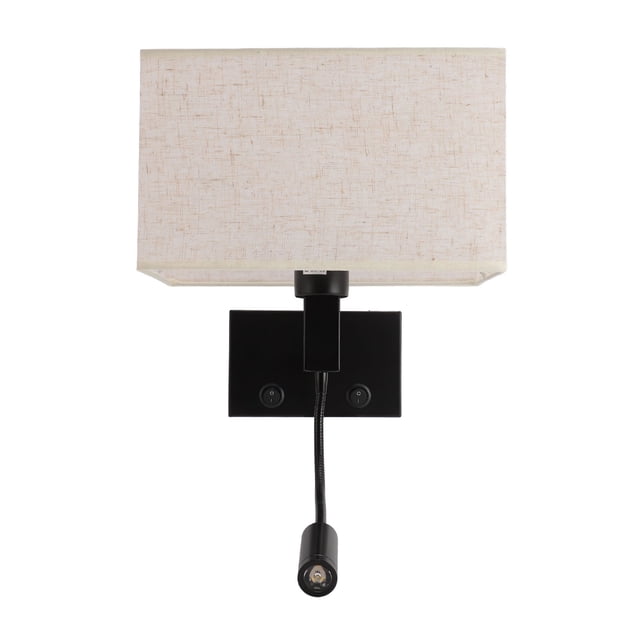 Lámpara De Pared Para Cabecera LED, Lámpara De Pared Para Cabecera De 110-220 V, Duradera, Ampliamente Utilizada, Pantalla De Lino, Galvanoplastia De Hierro Negro, Cableada Para