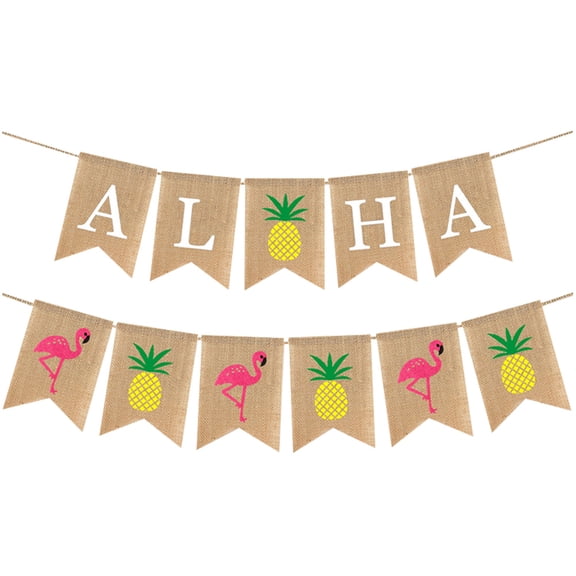 Luxshiny 2-Pack Hawaiian Party Bunting Banner Decorations for Luau, Birthday, Events and Outdoor Celebrations