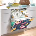 thumbnail image 2 of Yayeee Magnetic Dishwasher Cover for The Front Decoration Home Kitchen Machine Sticker Protector, Red Floral Flamingo, 2 of 6