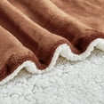 thumbnail image 4 of Sherpa Throw Blanket Super Soft Flannel Reversible Ultra Plush Fleece TV Blanket Brown 50x60, 4 of 7