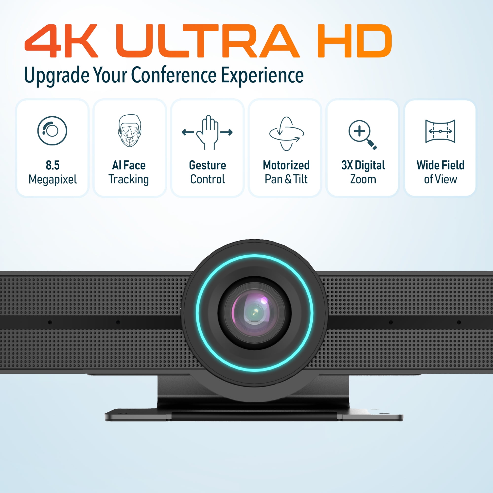 Delton C75 PTZ Ultra HD 4K Webcam with AI Face Tracking & Picture Control, Dual Noise-Canceling Microphones, USB Web Camera with Multiple Ports, Compatible for PC, Laptop, & All Meeting Apps, Black