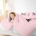 thumbnail image 3 of Erosebridal Girls Purple Pink Flowers Bedding Comforter Set 7-Piece,Floral Rose Personalized Initial M King Bedding Sets For Kids Teens,Pink Reversible, 3 of 6