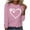 Pink, variant on Womens Pullover Shirts Love Printed Trendy Fall Casual Loose Fitting Long Sleeve Round Neck Basic T-Shirt Tops,Army Green,S