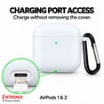 thumbnail image 5 of Entronix Silicone Case for AirPods 2 / 1, Slim Protective Cover with Carabiner, White, 5 of 7