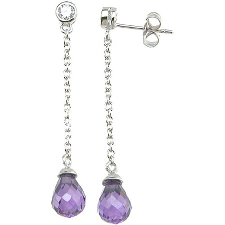 Plutus Sterling Silver Simulated Gemstone and CZ Earrings