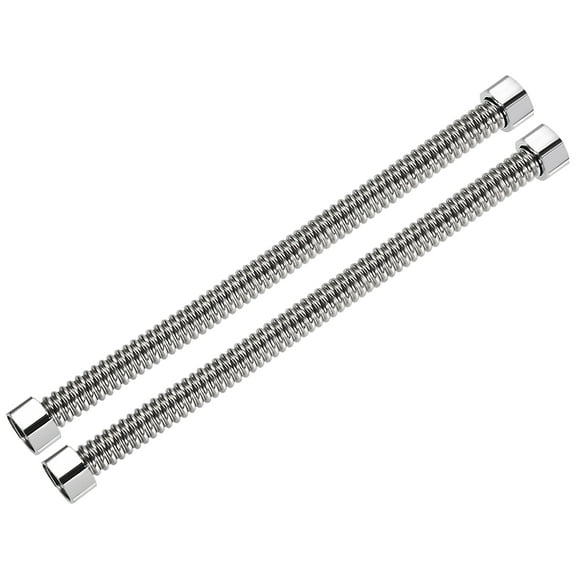 Uxcell 11.8" Stainless Steel Corrugated Flexible Water Line G1/2 Female Thread Connector with Washer 2 Pack